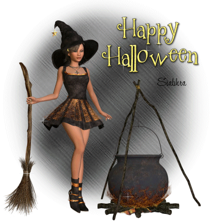 Czarownica przy kotle szczęśliwego Halloween